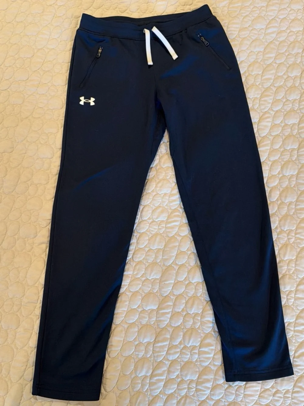 Under Armour Kids Navy Jogger Sweatpants with White Drawstring